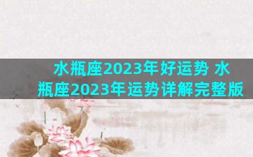 水瓶座2023年好运势 水瓶座2023年运势详解完整版